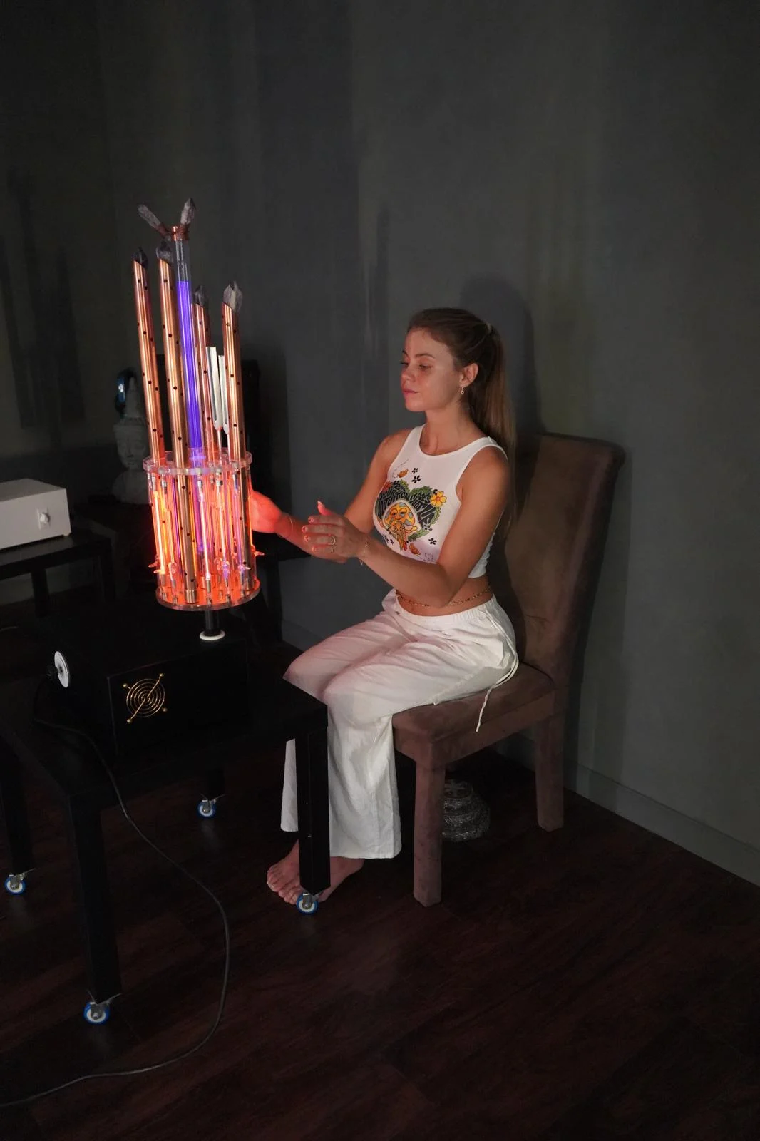 A seated session in a prepared room